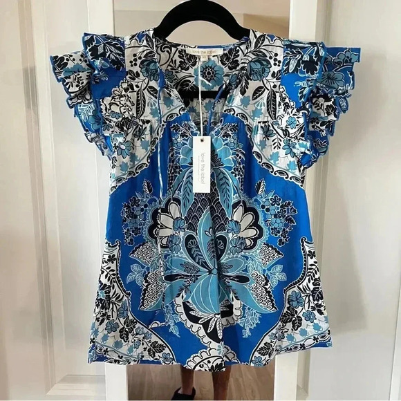 431 Love The Label Women's Short Sleeve Flutter Blouse Size XS - Picture 5 of 10